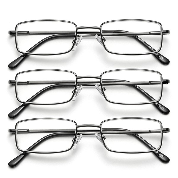 SKYWAY 3 paquetes de gafas de lectura con bloqueo de luz azul, lectores con marco de metal cómodo, protección UV para hombres y mujeres. (4.0)
