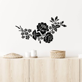 Vinyl Wall Decal Garden Flowers Bouquet Roses Bedroom Design Stickers Large Decor (967ig) Sky Blue