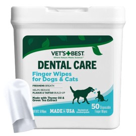 Vets Best Toallitas Para Dedos De Cuidado Dental Sin Sabor  Reduce La Placa Y Refresca El Aliento  Toallitas De Limpieza De Dientes Para Perros Y...  