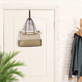 Relaxdays Folding Hook for 6 Hangers, Metal and Wood, Hooks for 2 cm Door Rebate, Black, 21 x 2.5 x 18 cm