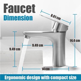 VOLTGY Stainless Steel Single Lever Basin Mixer Tap with 3/8" Connections