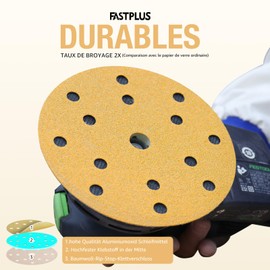 50 Stück Schleifscheiben, Schleifscheiben, 150 mm, 15 Löcher, 6 Zoll, Klett-Schleifscheiben aus Keramik, 10 Stück mit Körnung 320 für Schwingschleifer