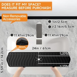 Kitchen Faucet Sink Splash Guard, 24" x 5.6'' Upgrade Silicone Faucet Water Catcher Mat, Sink Draining Pad Behind Faucet, Rubber Drying Mat for Countertop, Bathroom, Farmhouse, RV (Black)