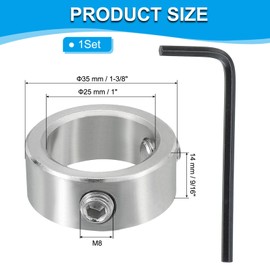 PATIKIL 1" Bore Shaft Collar, 304 Stainless Steel Shaft Locking Collars 1-3/8" OD Landing Gear Stopper Wheel Collar with M8 Double Set Screw for Drive Shafts Automotive Industrial