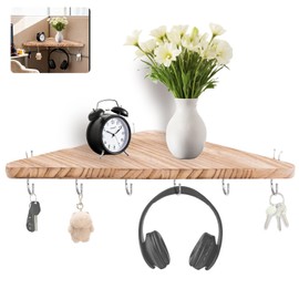 Cubicle corner shelf with hook：1pcs 16.5in wood triangle cubicile hanging shelves organization accessories fabric walls organizer for use in office cubicles office stylish decoration for women's desks