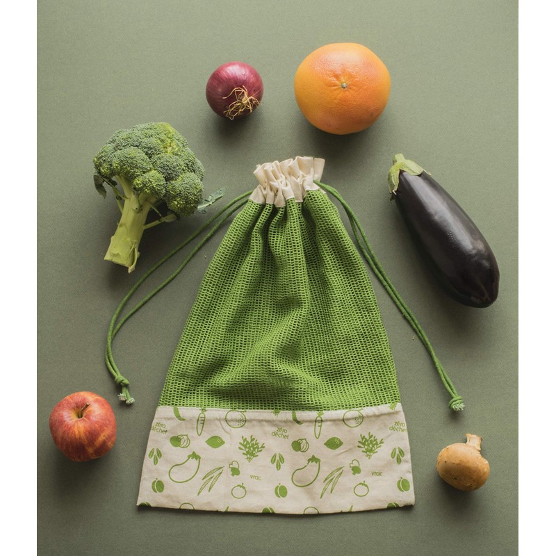 Pebbly- Zero Waste Set of 3 Organic Cotton Bags: Veggie