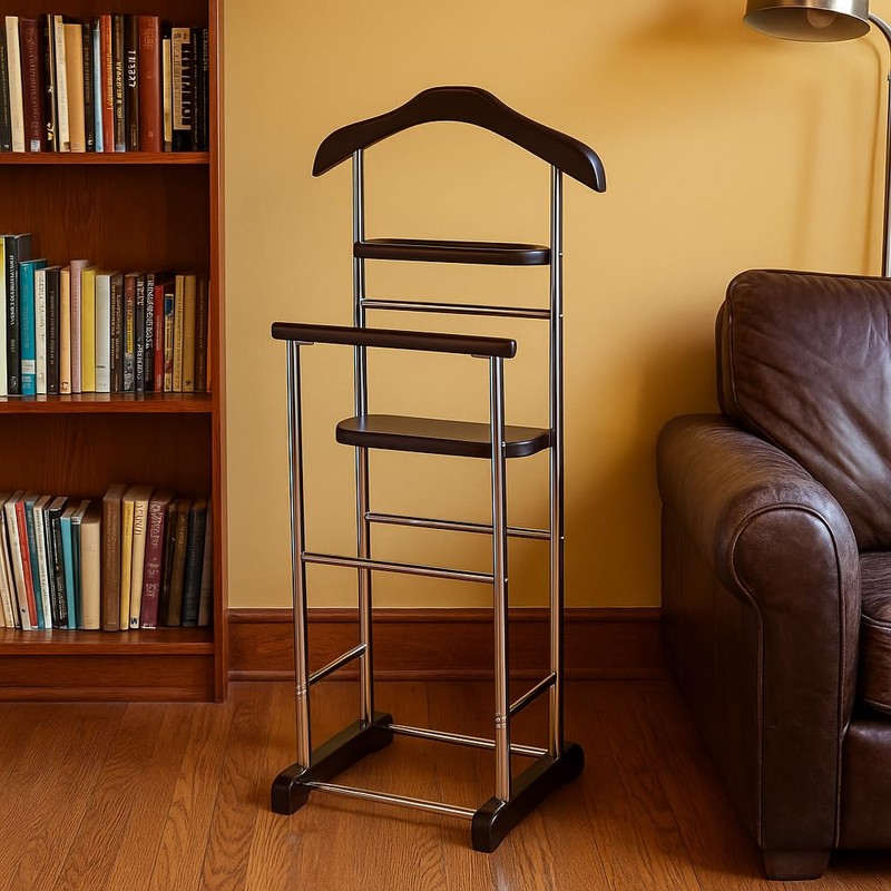 Proman Products Twin Valet with Wooden Hanger Tray & Trouser