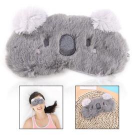 LHKJ Cute Animal Fluffy Sleeping Eye Mask, Soft Plush Blindfold Eye Cover with 3D Ears Gray koala for Kids