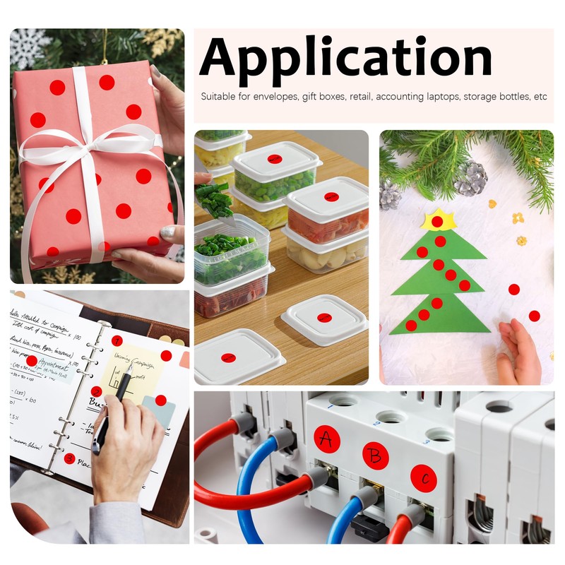 PARLAIM 1000 Pack 0.5 inch Diameter Round Dot Stickers, Red