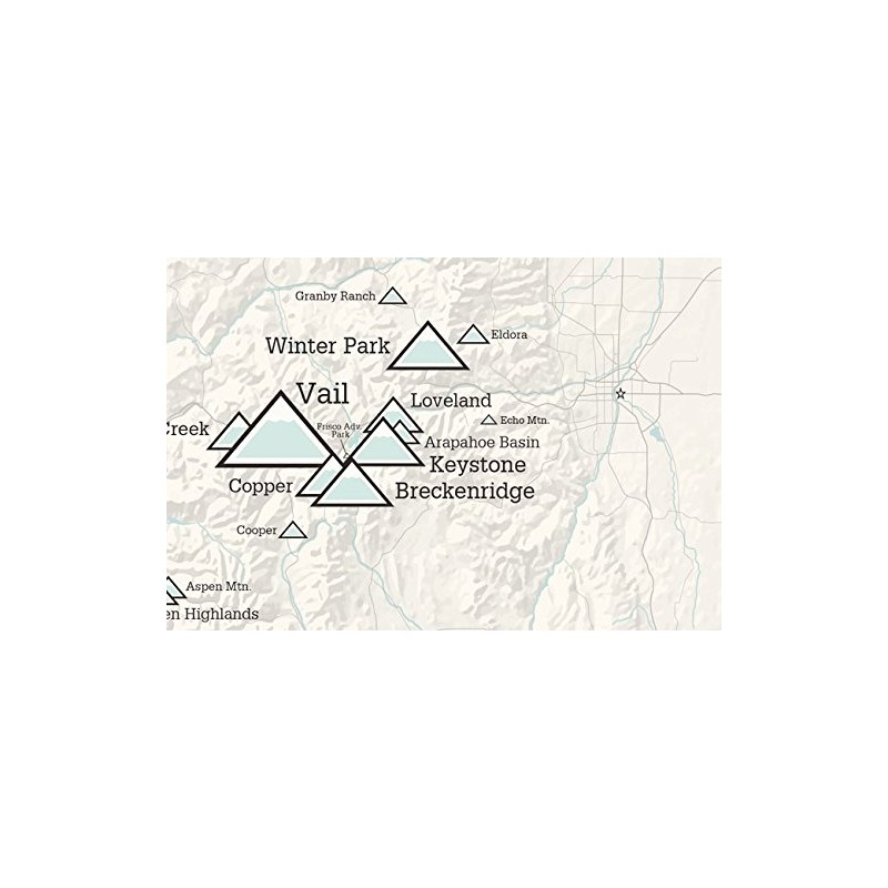 Colorado Ski Resorts Map 11x14 Print (Beige)