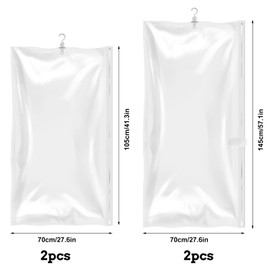 Vakuumbeutel zum Aufhängen, platzsparende Vakuumbeutel, Aufbewahrungstasche für Kleidung, Staubschutz für Anzüge saisonale Kleidung, Kleider, Anzüge, wiederverwendbarer Schrank-Organizer - 4 Stück