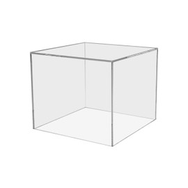 Marketing Holders Acrylic Platform Performance Desktop Display Box Art Sculpture Pedestal Collectible Cube Cover Trophy Trinket Showcase Stand Expo Event Wedding Reception Storage Bin 7"w Square Cube