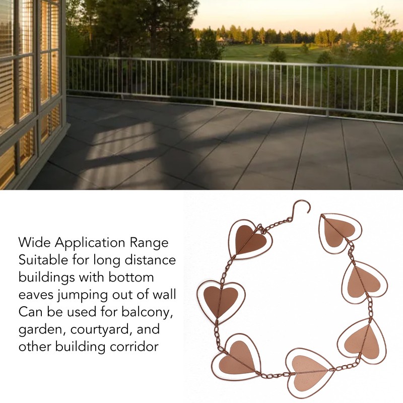 Metal Rain Chain Drainage Function Decorative Heart Shape Wind Chime