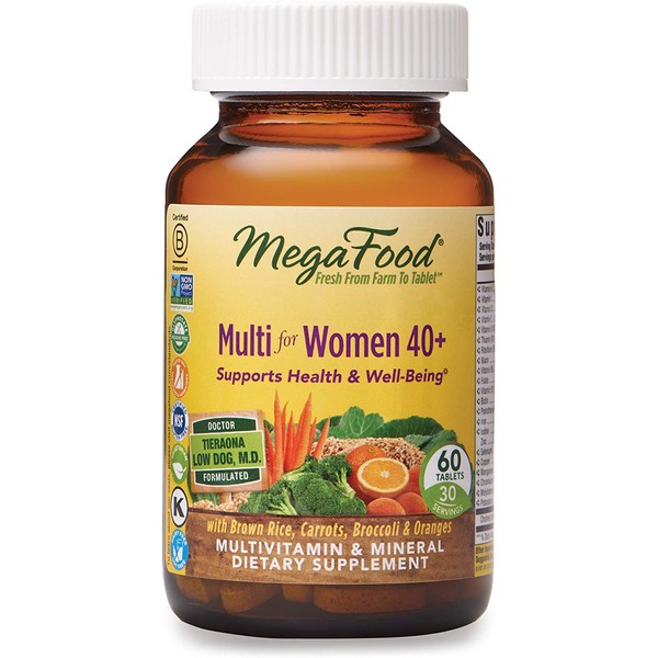 MegaFood, Multi for Women 40+, Supports Optimal Health and Wellbeing, Multivitamin and Mineral Dietary Supplement, Gluten Free, Vegetarian, 60 tablets (30 servings)