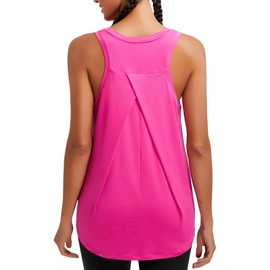 RUNNING GIRL Womens Workout Tops for Women Racerback Tank Tops Mesh Yoga Shirts Athletic Running Tank Tops Sleeveless Gym Clothes(ZS3078_Hot Pink_M)