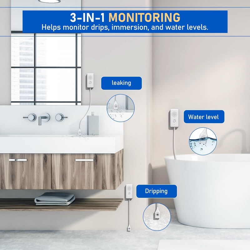 BSEED Allarme Acqua Smart, Nessun Hub Richiesto, Sensore Acqua Wi-Fi