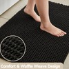 TYUU Black Bathroom Rug, Waffle Bath Mat Non Slip Washable