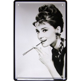 Audrey Hepburn Motif Tin Sign Replica