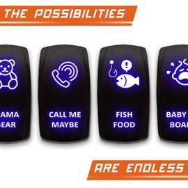 Custom Rocker Switch - Design Your OWN - Stark 5-PIN Laser Etched LED Rocker Switch Dual Light - 20A 12V ON/Off (Green/Red)