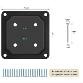 8 Pack Heavy Duty Steel 4x4 Wood Fence Post Base Plate Connector, Black Powder-Coated Deck Railing Bracket, Used for Wood Fence or Mailing Box Mounting Bracket