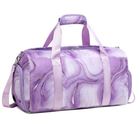 Sports Bag Children's Girls Sports Bag Boys Travel Bag Children's Bag Dance Bag Sports Duffle Bag for Gymnastics Swimming Travel Children's Travel Bag with Waterproof Bag and Shoe Compartment, Purple