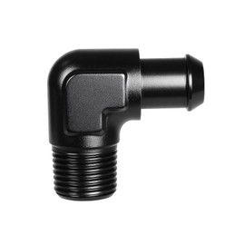 VehiMata 1/8 NPT Male to 1/4 90 Degree Hose Barb Push On Nipple Fuel Line Adapter Aluminum Black 1PC