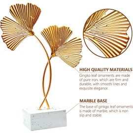 Metal Leaves Decoration, Ginkgo, Living Room Decoration, Decorative Objects Gingko Leaf Sculpture Handcrafted Art Statue for Home Office Decor Living Room Centrepieces (Golden)