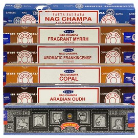 Satya Incense Sticks Variety Pack #4 and Incense Stick Holder Bundle with 6 Based Fragrances