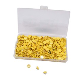YOFASEN Pack of 500 Drawing Pins Coloured - 10 x 9MM Thumb Tacks Push Pins for Wall Maps, Photos - Assorted Colour, Yellow/500PCS