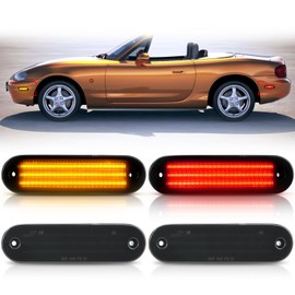 Bestview Side Marker Light Assembly Compatible with MX-5 Miata 1990-2005 Amber Front Red Rear Fender Side Marker Lamps Reflectors, 4 PCS