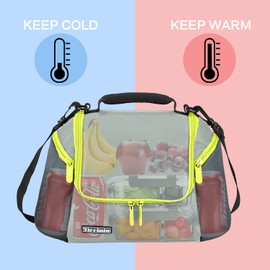 Tirrinia Insulated Lunch Box for Women Men, Leakproof Thermal Reusable Lunch Bag with 2 Zipper Pockets for Adult, Lunch Bag Cooler Tote for Office Work, Green