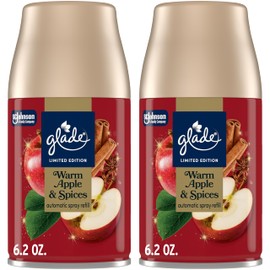 Glade Automatic Spray Refill, Warm Apple & Spices, Scented Air Freshener for Home and Bathroom, 6.2 Oz, 2 Count