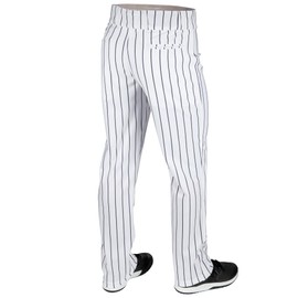 Triple Crown 2.0 Open Bottom Baseball Pants with Pinstripes, Adult Medium, White, Navy Pinstripes