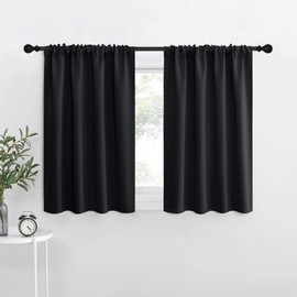 NICETOWN Short Curtains, Black Out RV Bunk Panels for Kitchen - Energy Smart Decoration Thermal Insulating Blackout Drapes/Draperies for Small Window (2 Panels, 34 inches Wide by 36 inches Long)