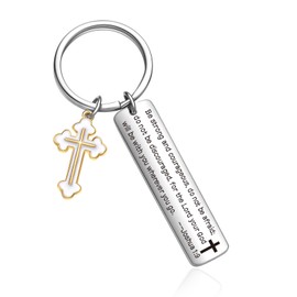 OWHOMS Cross Keychain, Inspirational Christian Jewelry For Women And Men, Faith-Based Birthday Keychain With Bible Charm, Scripture Keychain For First Communion, Motivational Religious Keepsake