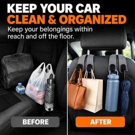 Car Headrest Hooks for Bags and Everyday Storage – Easy-Install Car Seat Organizers for a Neater Vehicle Interior, 2pcs