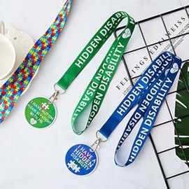 Mental Health Awareness Lanyard with Autism Tag Card, Includes Neck Lanyard and PVC Autism Tag, 2 Styles (8 Pieces)