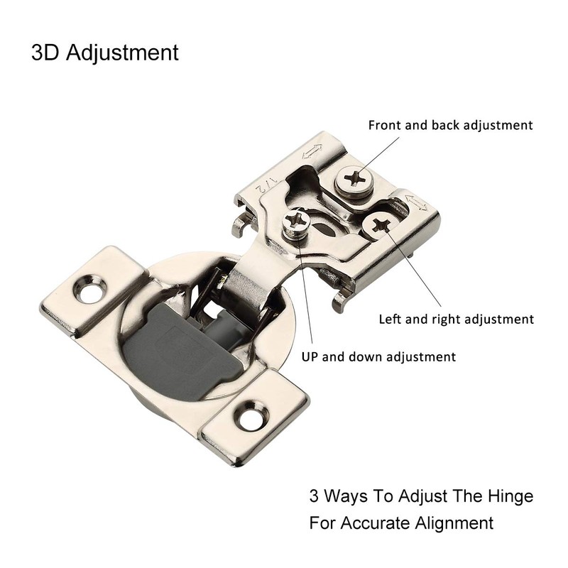 Furniware 20 Pieces Soft Closing Cabinet Hinges, 1/2" Overlay Cabinet