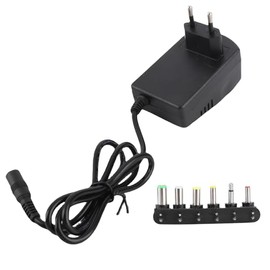 Dpofirs Power supply with adjustable voltage 30 W 3 V / 4.5 V / 6 V / 7.5 V / 9 V / 12 V charger switching power supply for recording players, phones, CDs, VCD devices, etc.