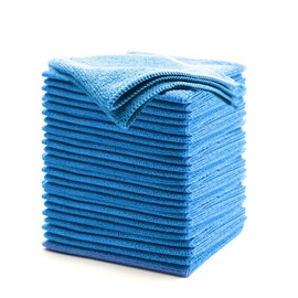 Stycypel Pack of 15 microfibre cloths, microfibre cleaning cloths, microfibre cloths, cleaning cloths 30 x 30 cm, light blue