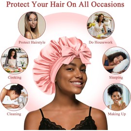Gorro de Satin para Dormir, Gorro de Seda para Dormir con Ajuste Elástico, Gorros Nocturno para Cabello Rizado, Ideal para Dormir, Ducharse y Cuidado de la Belleza