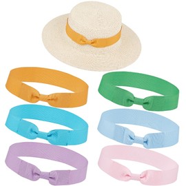 CRASPIRE 6 Colors Hat Ribbon Band Stretchable Polyester Bowknot Hat Belt Fedora Hat Decoration Sets Mixed Color for Women Men Cowboy Hat Bend Brim Fedora Hat Straw Hat Accessories