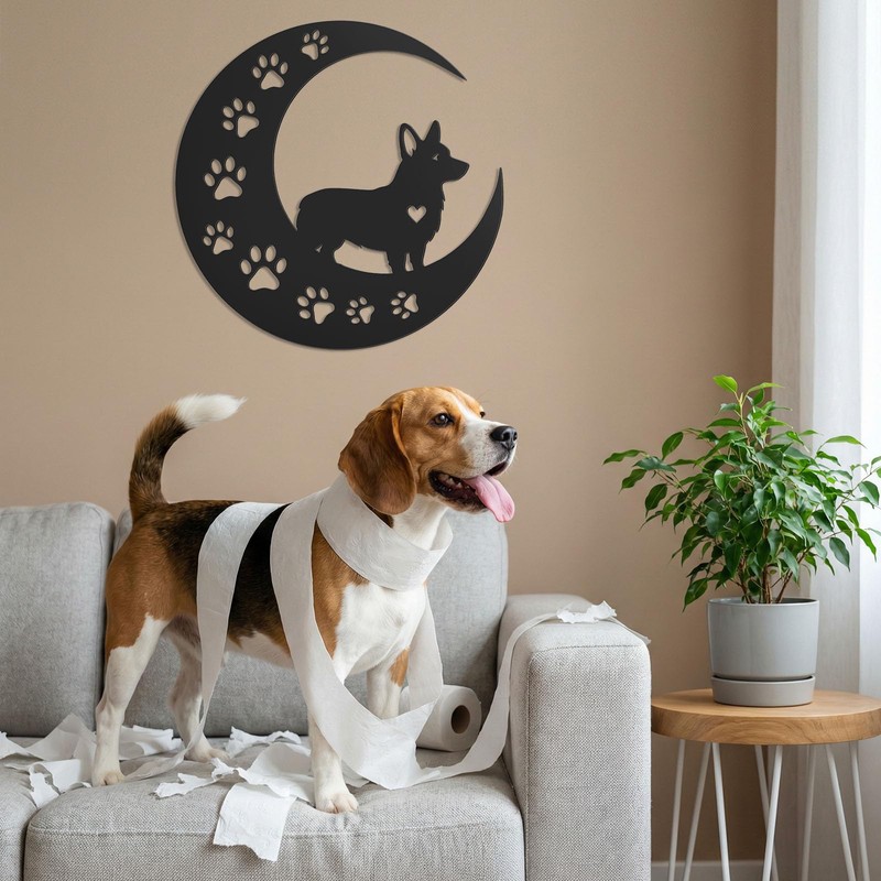 Caiibaoob Corgi Metal Wall Art for Dog Lover- Wall Sculpture