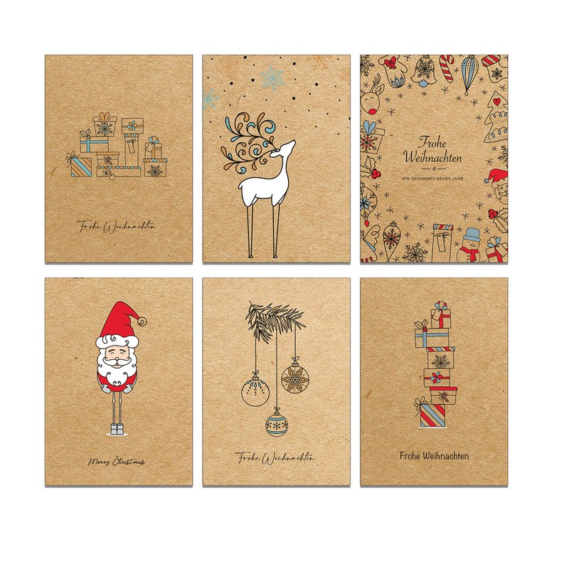 the lazy panda card company Set of 40 Christmas Postcards