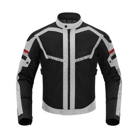 BORLENI Motorcycle Jacket Summer Men's Breathable Armour Protection High Gloss Reflective (DE/NL/SE/PL, Alphanumeric, 3XL, Regular, Grey)