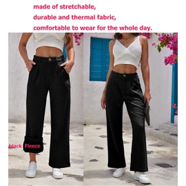 heipeiwa Women's Fleece Lined Winter Thermal Cashmere Knit Wide Leg Pants Trouser Casual Dressy Outfit