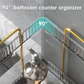 Comfycottage 2 Tier Shelf Clear Bathroom Organizers and Storage Makeup Organizer for Vanity Corner Shelf Desk Bathroom Decor Accessories Perfume Organizer Kitchen Cabinet Shower Shelves Bathtub Tray