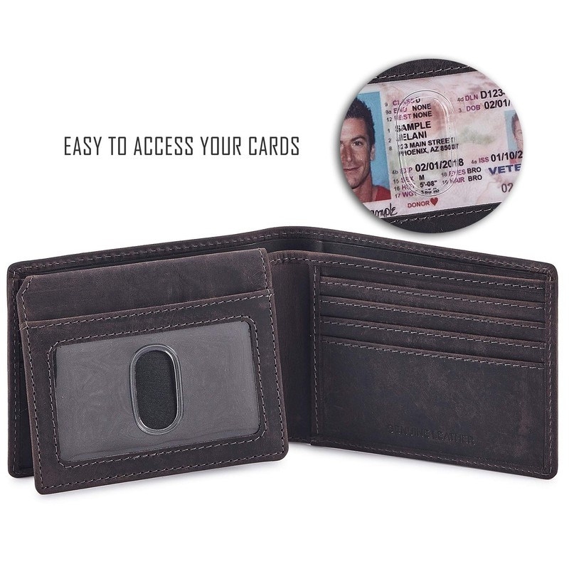 COCHOA Men's Real Leather RFID Blocking Stylish Bifold Wallet with