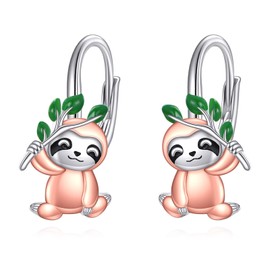 Fox / Rabbit / Sloth / Frog / Penguin Earrings 925 Sterling Silver Animal Earrings for Women Leverback Earrings Jewellery Gifts for Daughter Wife Girlfriend, Sterling Silver, No Gemstone