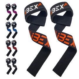 iBEX Weight Lifting Straps with Padded Wrist Support and Advanced Gel Grips - Strongly stitched 100% cotton Extra Long Gym Straps for Deadlift, Workout & Barbell Shrugs